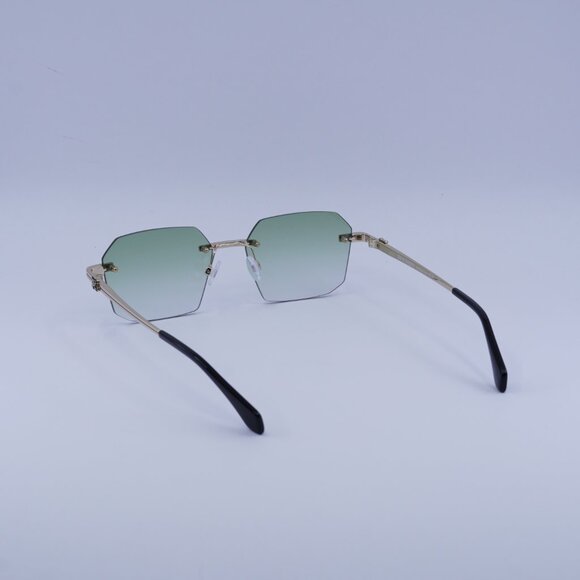 Palm Angels PERI10G QUARTZ 7654 Sunglasses Gold Geometric Frame, Green Lenses - Picture 7 of 11